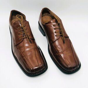 ITALIC 113605 Brown Leather Square Toe Oxford Dress Shoes Men's US Size 10